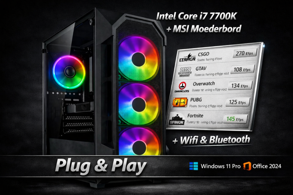 Zo goed als Nieuwe Game Allrounder Pc + Intel Core i7 + Wifi + 16 Gb Ram + M2 SSD + 1 Tb SSD + Startklaar + Garantie