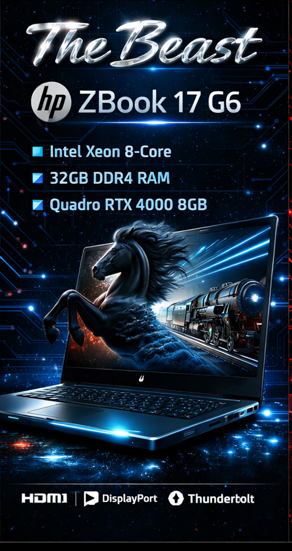 A Grade Professioneel 17.3 Inch HP Zbook 17 G6 +  Intel Xeon E-2286G 8 Core + 8 Gb Video +  Snelle M2 SSD +  extra SSD + Office 2024 + Startklaar+ Garantie