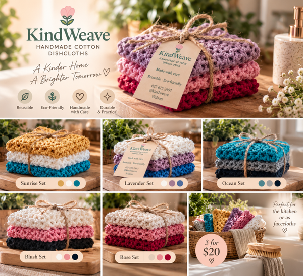 KindWeave – Handmade Cotton Dishcloths