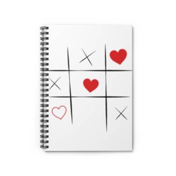 Hearts Tic Tac Toe Spiral Notebook - Ruled Line