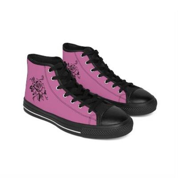 Pink Floral High-Top Sneakers for Women