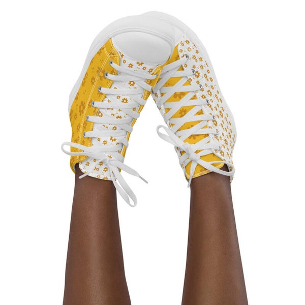 Women's high top, canvas shoes, floral design