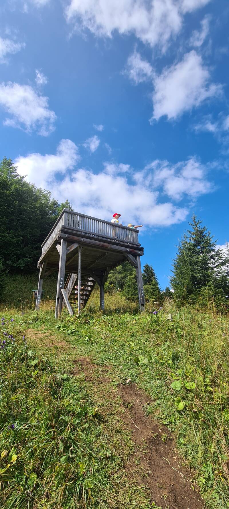 Aussichtsturm beim der Bergstation der Schneeberg Sesselbahn.