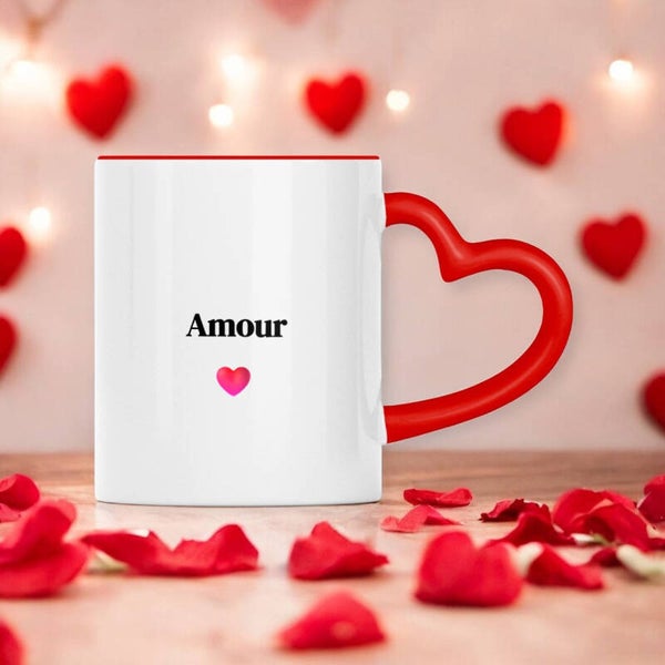 Mug à anse en forme de cœur