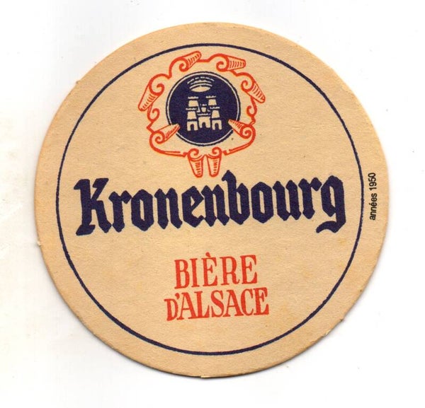 Sottobicchiere Kronenbourg Biere d'Alsace annees 1950 scritta blu