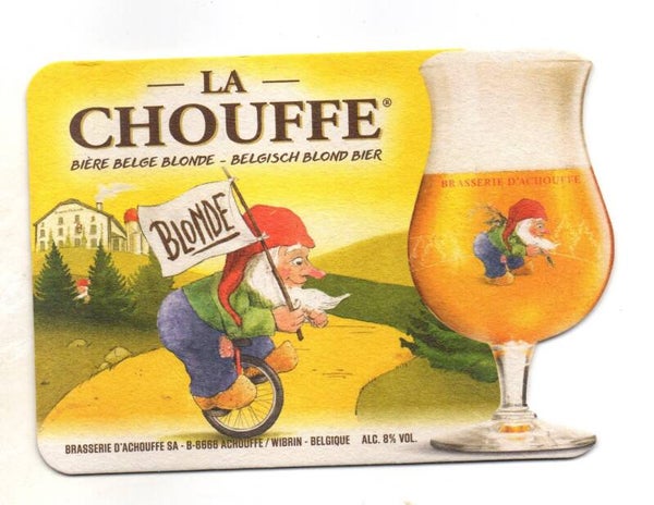 Sottobicchiere La Chouffe belgisch blond bier sagomato