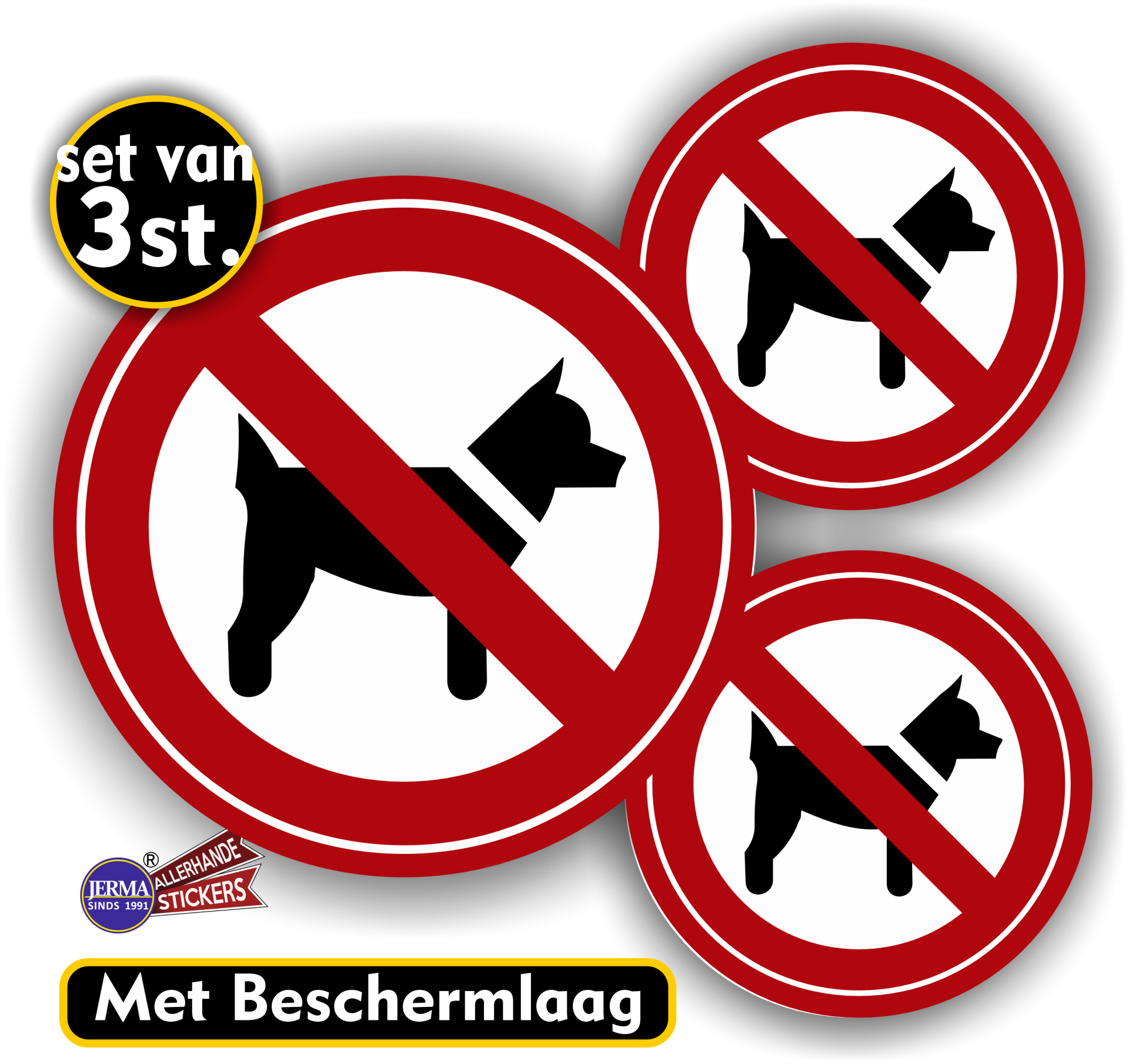 Honden geen toegang sticker set 3 stuks. (021.01)