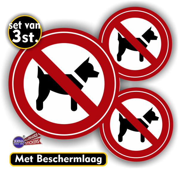 Honden geen toegang sticker set 3 stuks. (021.01)