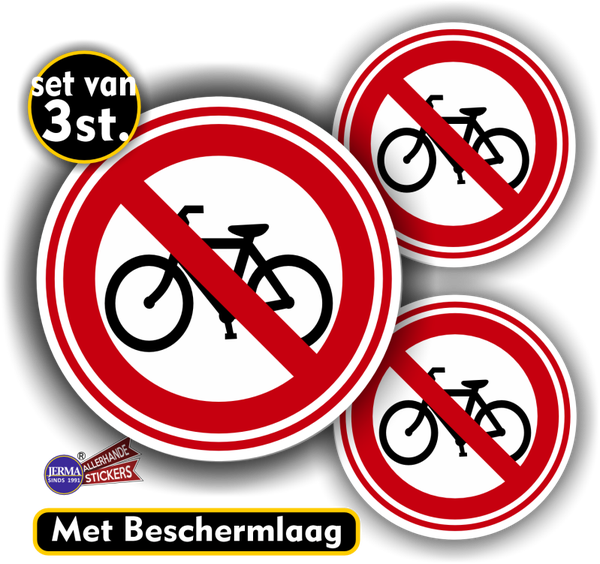 Geen fietsen plaatsen sticker set 3 stuks (023.02)