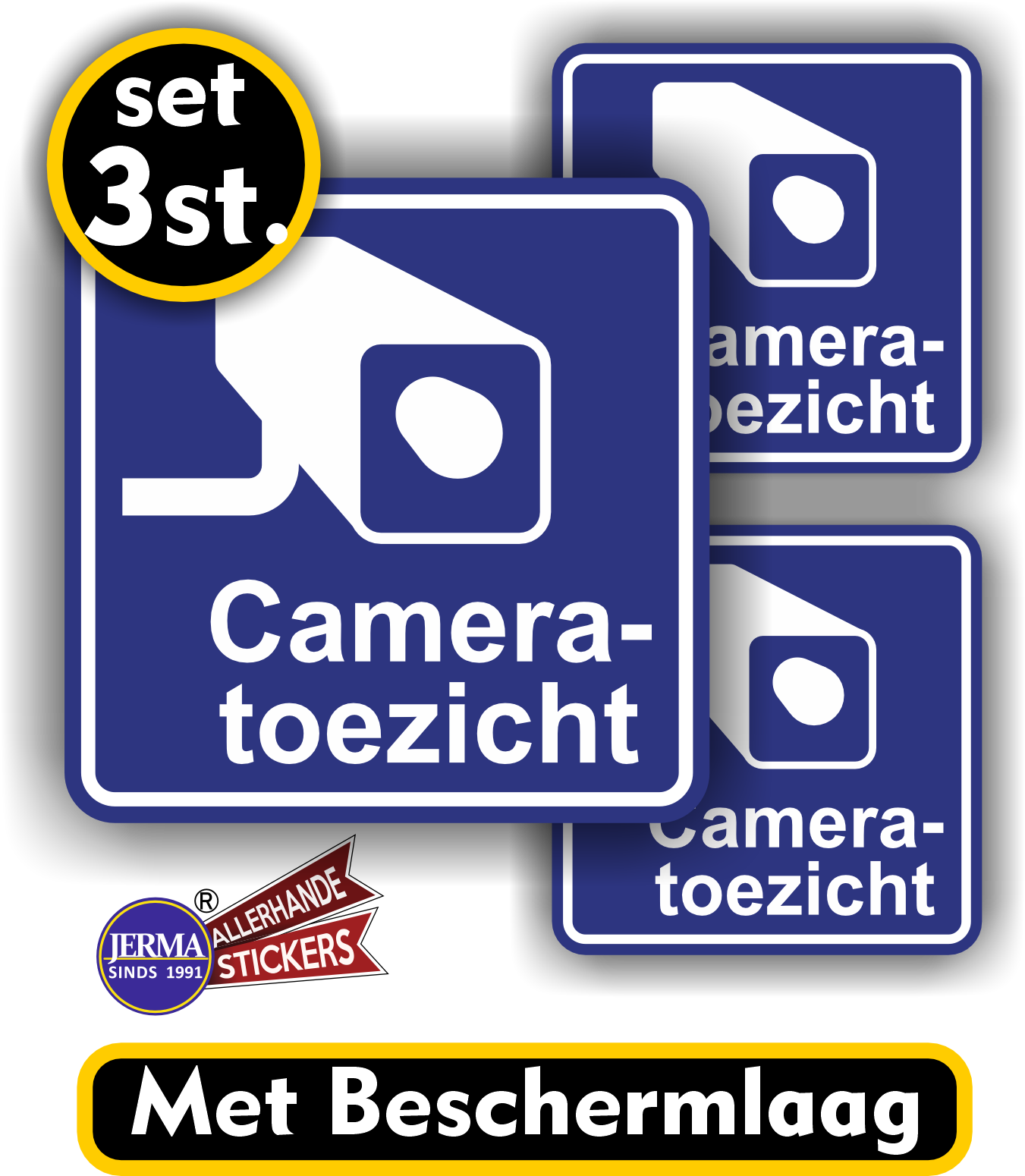 Camera toezicht sticker set van 3 stickers (025.02)
