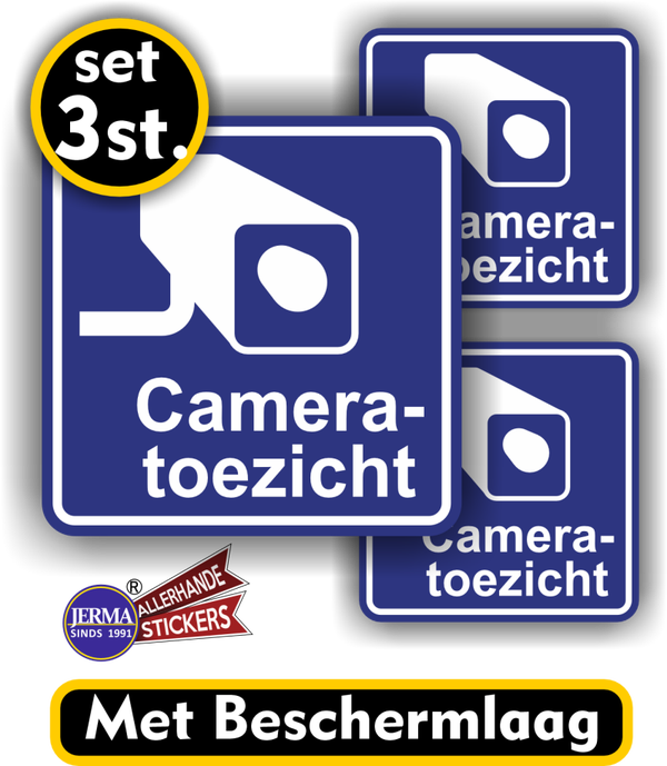 Camera toezicht sticker set van 3 stickers (025.02)