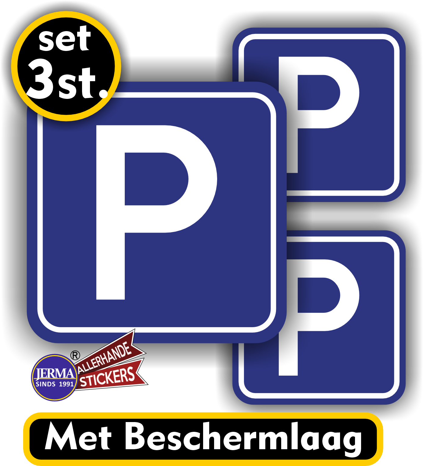 Parkeerplaats verkeersbord sticker set 3 stuks. (031.02)