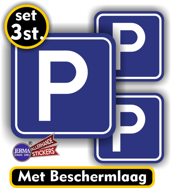 Parkeerplaats verkeersbord sticker set 3 stuks. (031.02)