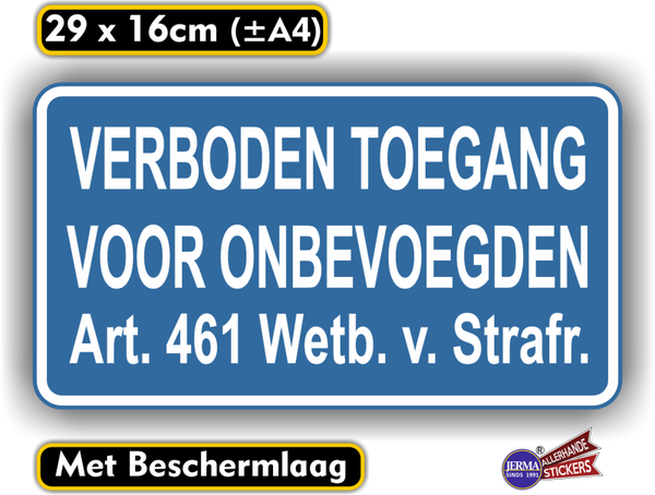Verboden toegang  sticker (zoals blauwe bordje) 043.03