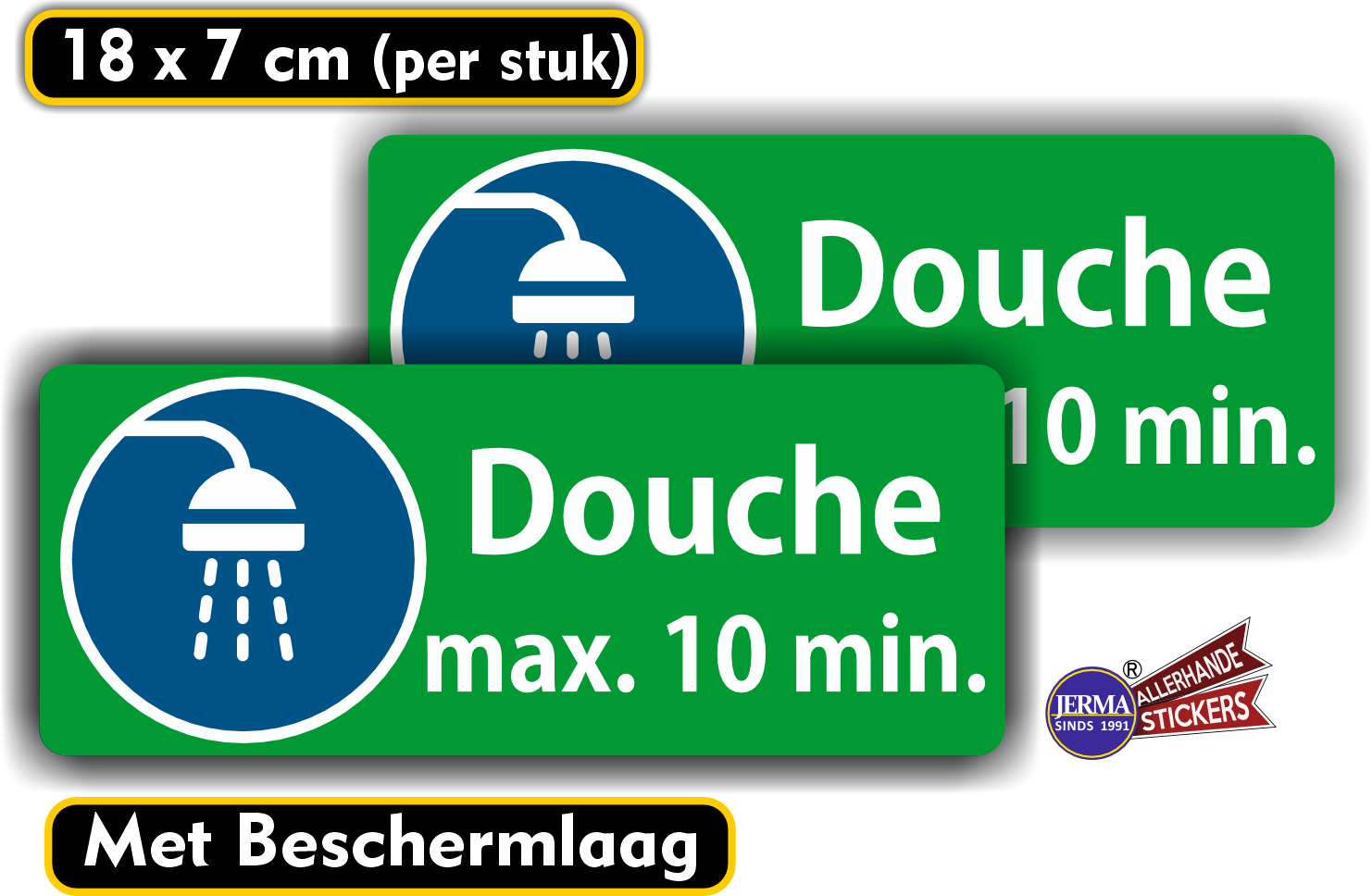 Douche max 10 min sticker set 2 stuks  (1017.49)