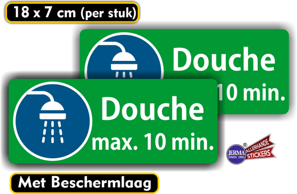Douche max 10 min sticker set 2 stuks  (1017.49)
