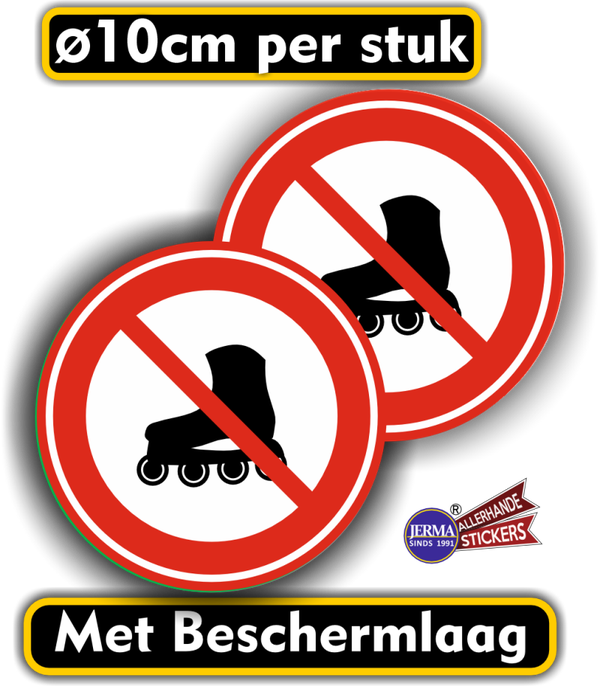 Rolschaatsen Skates niet toegestaan sticker set (1035.50)
