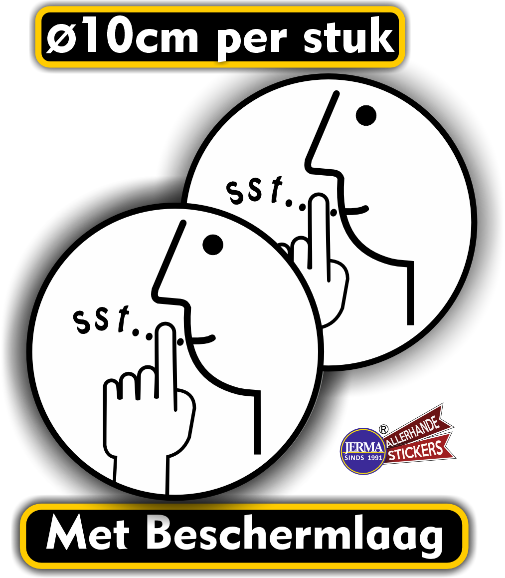 Stilte ruimte pictogram sticker set 2 st. zwart, wit. (1053.53)