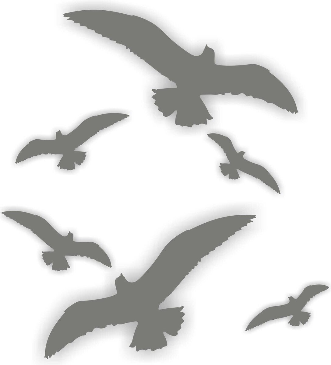 Vogel - Raamsticker - Stickers - set 6 - Donker Grijs (153.16b)