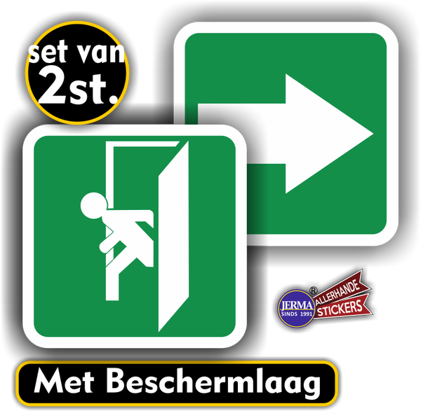 Nooduitgang en verwijzing pijl sticker set (1104.53)