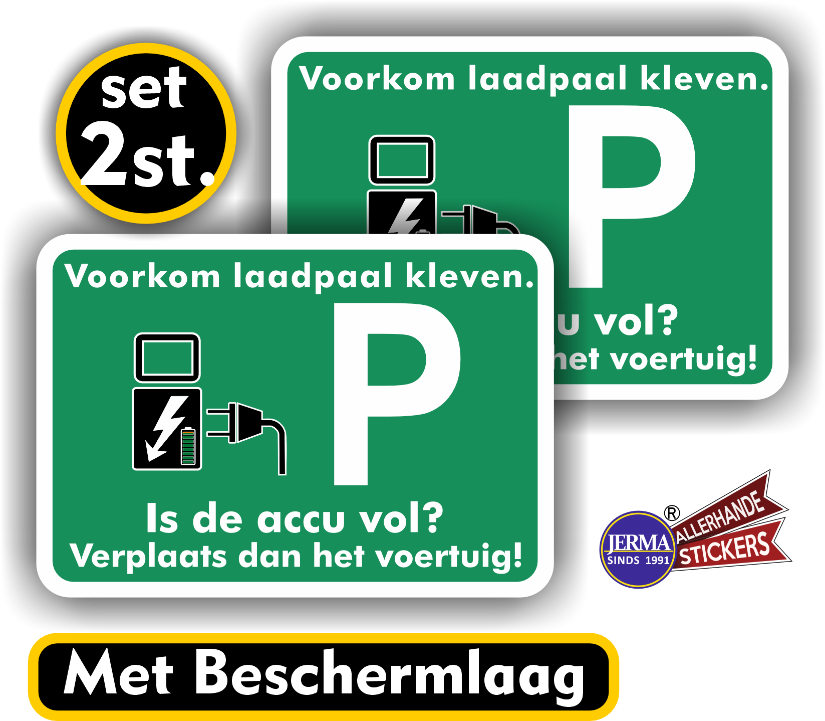 Laadpaal verkeersbord sticker set 2 stuks. (1109.54)