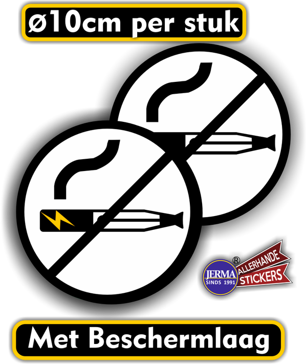 Vaping - Roken - verboden - stickers - set 2 stuks (1114.54)