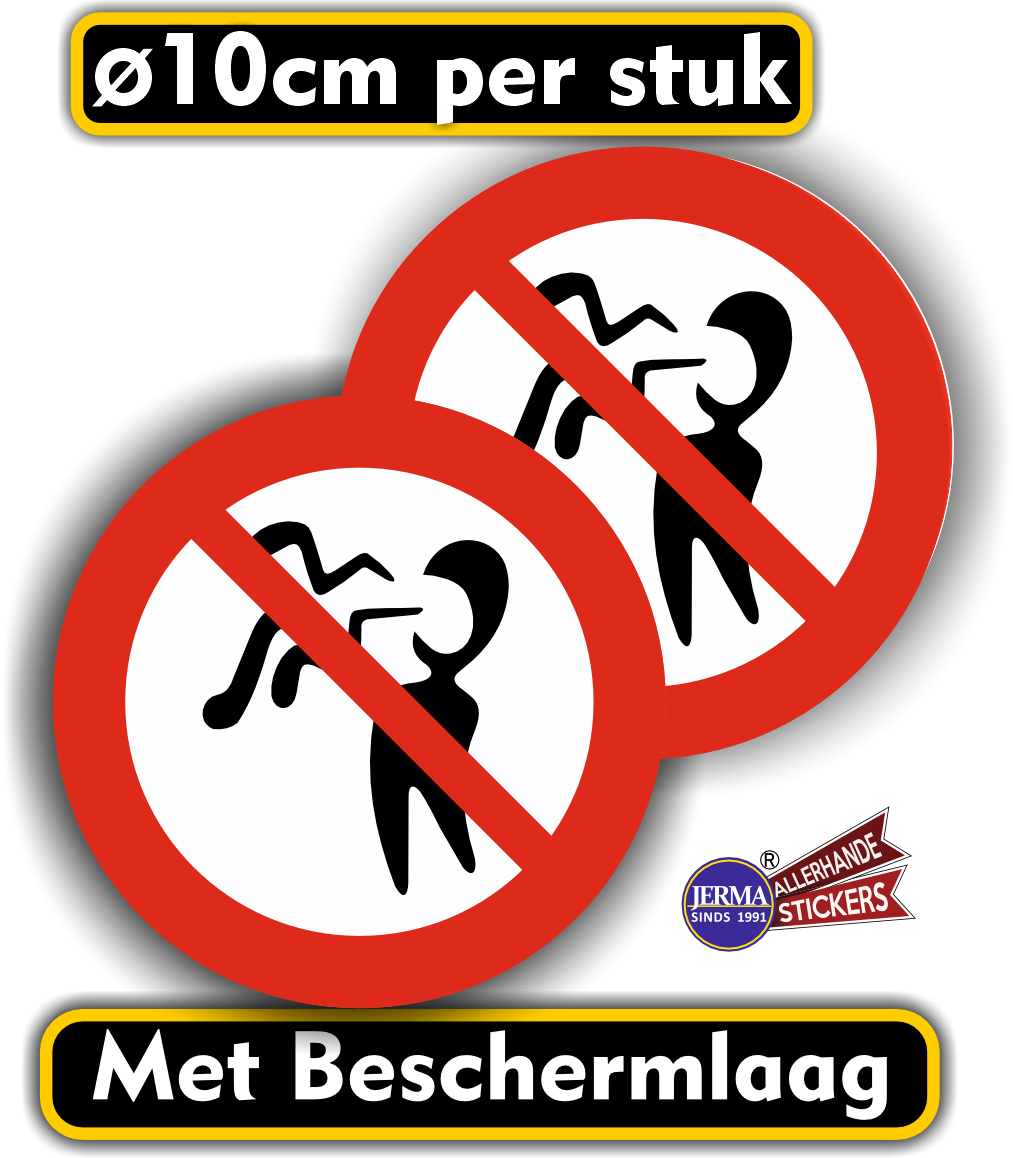 Schreeuwen niet toegestaan stickers set 2 stuks (1120.55)