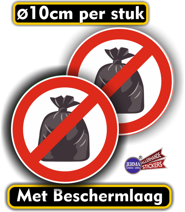 Geen vuilniszak plaatsen sticker set 2 stuks. (1124.55)