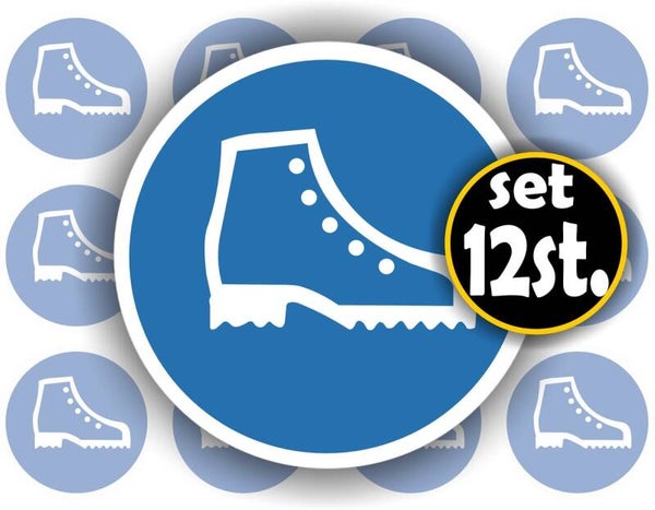 Veiligheidsschoenen verplicht  ISO 7010 sticker set 12 stuks (1145.57)
