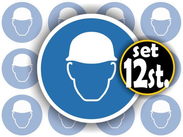 Veiligheidshelm verplicht  ISO 7010 sticker set  12 stuks (1146.57)