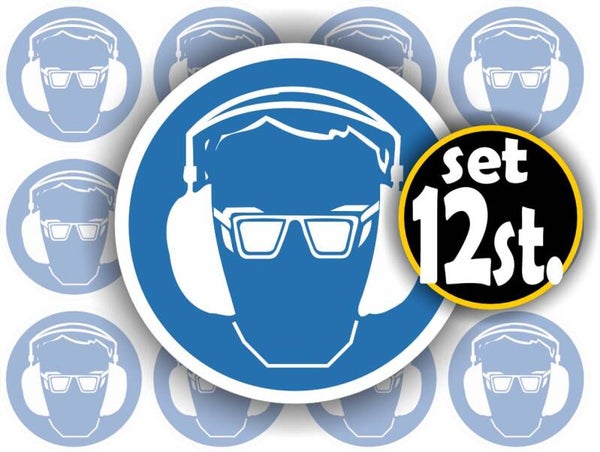 Bril en Gehoorbescherming verplicht ISO 7010 sticker set (1156.58)