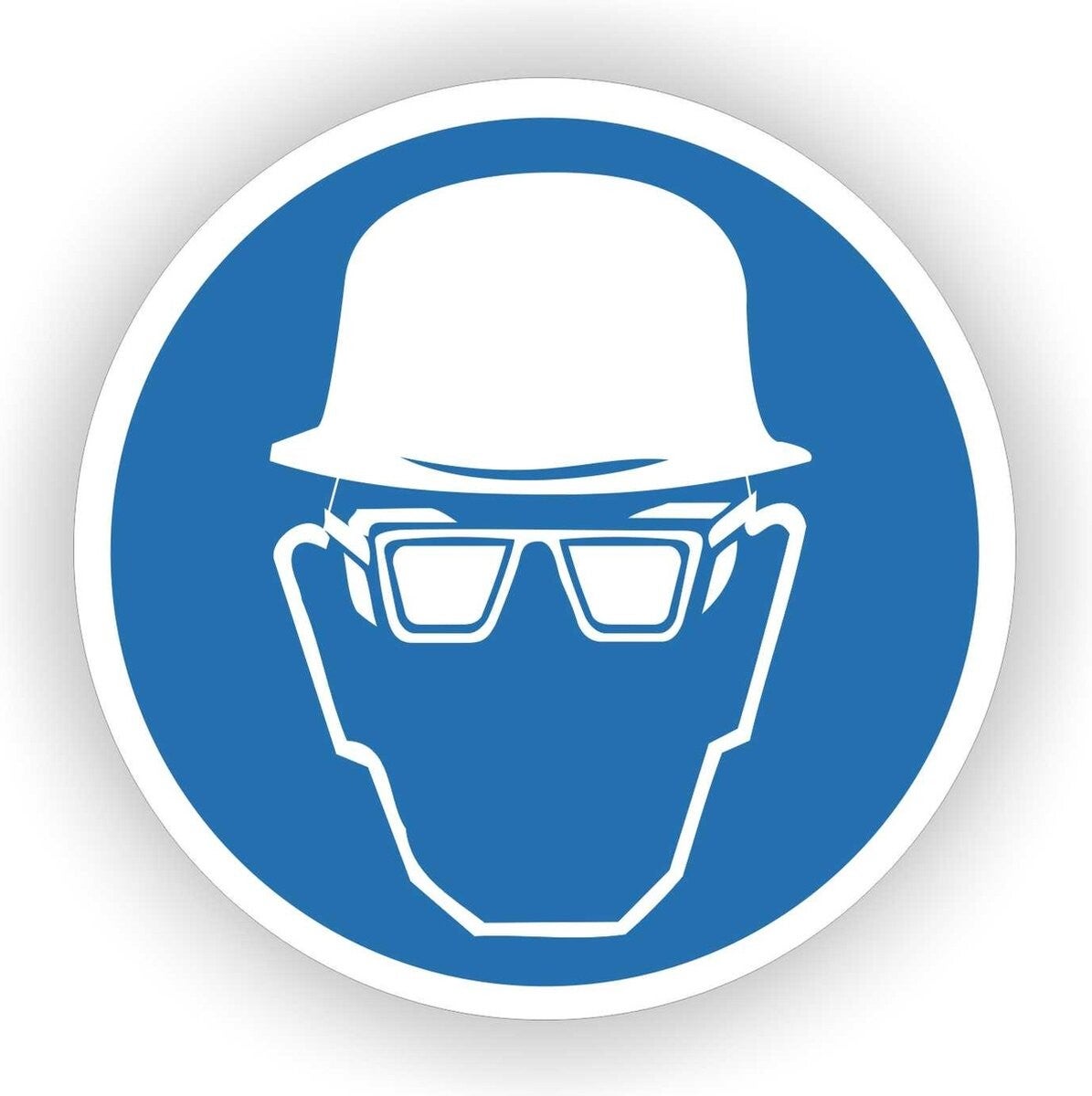 Veiligheidsbril en helm verplicht  ISO 7010 sticker (185.07)