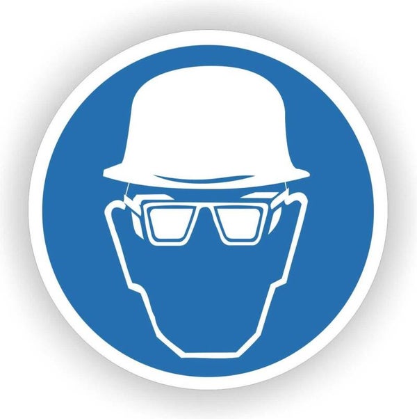 Veiligheidsbril en helm verplicht  ISO 7010 sticker (185.07)