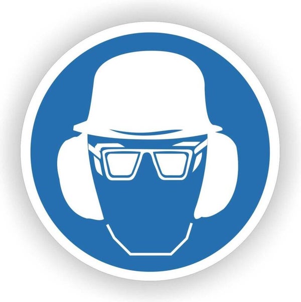 Bril, helm gehoor bescherming  ISO 7010 sticker (187.07)