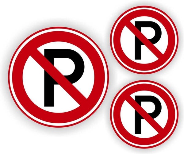 Verboden te parkeren verkeersbord stickers set 3 st. (030.02)