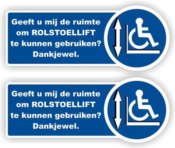 Rolstoellift aanwezig auto sticker set.  (897.32)