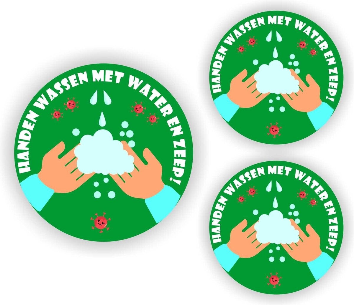 Stickers - Handen wassen met zeep en water – Set 3 st (249.13)