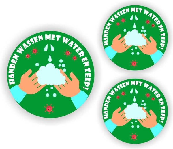 Stickers - Handen wassen met zeep en water – Set 3 st (249.13)