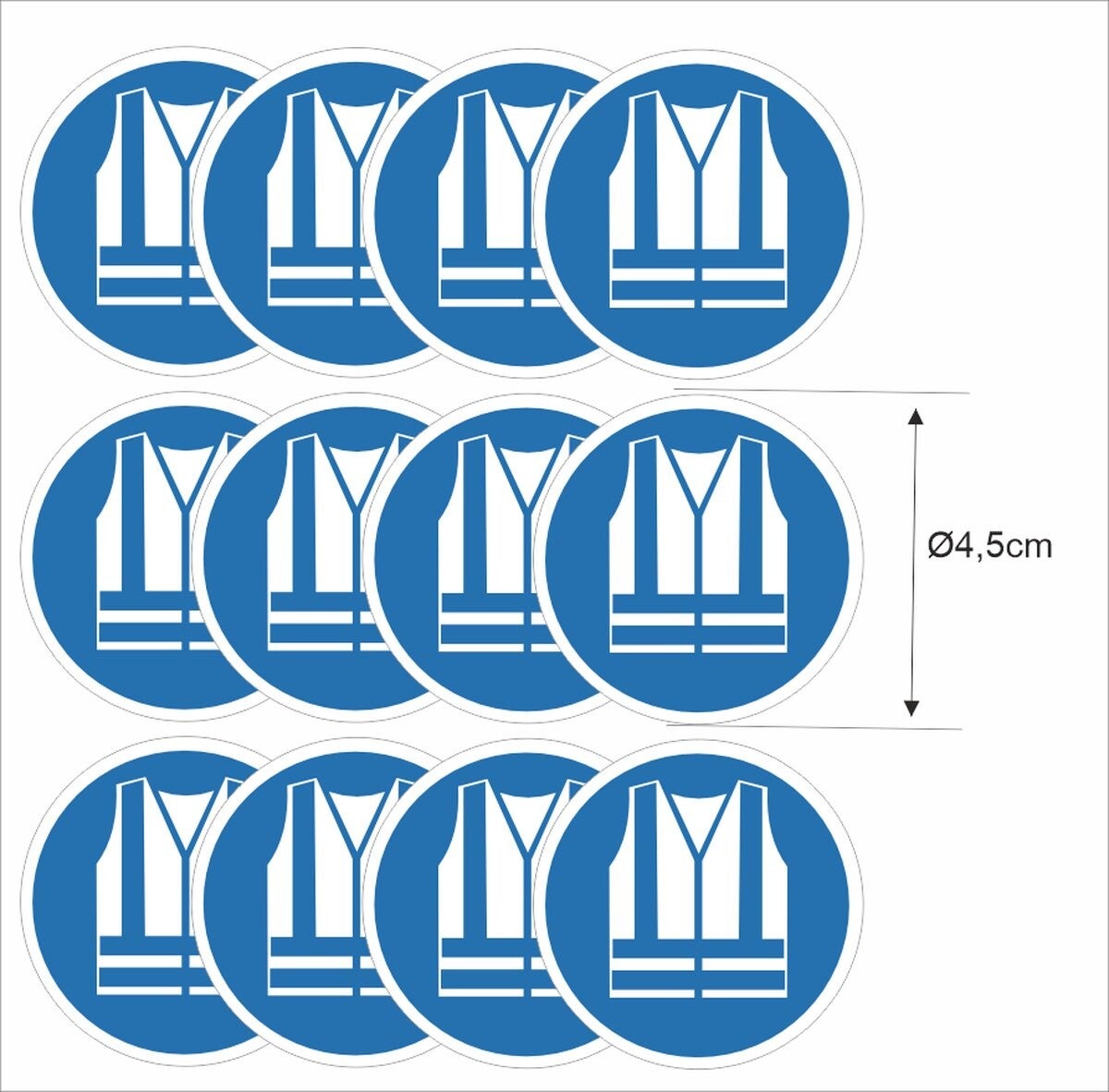 Veiligheids hesjeverplicht  ISO 7010 sticker set 12 stuks (1147.57)
