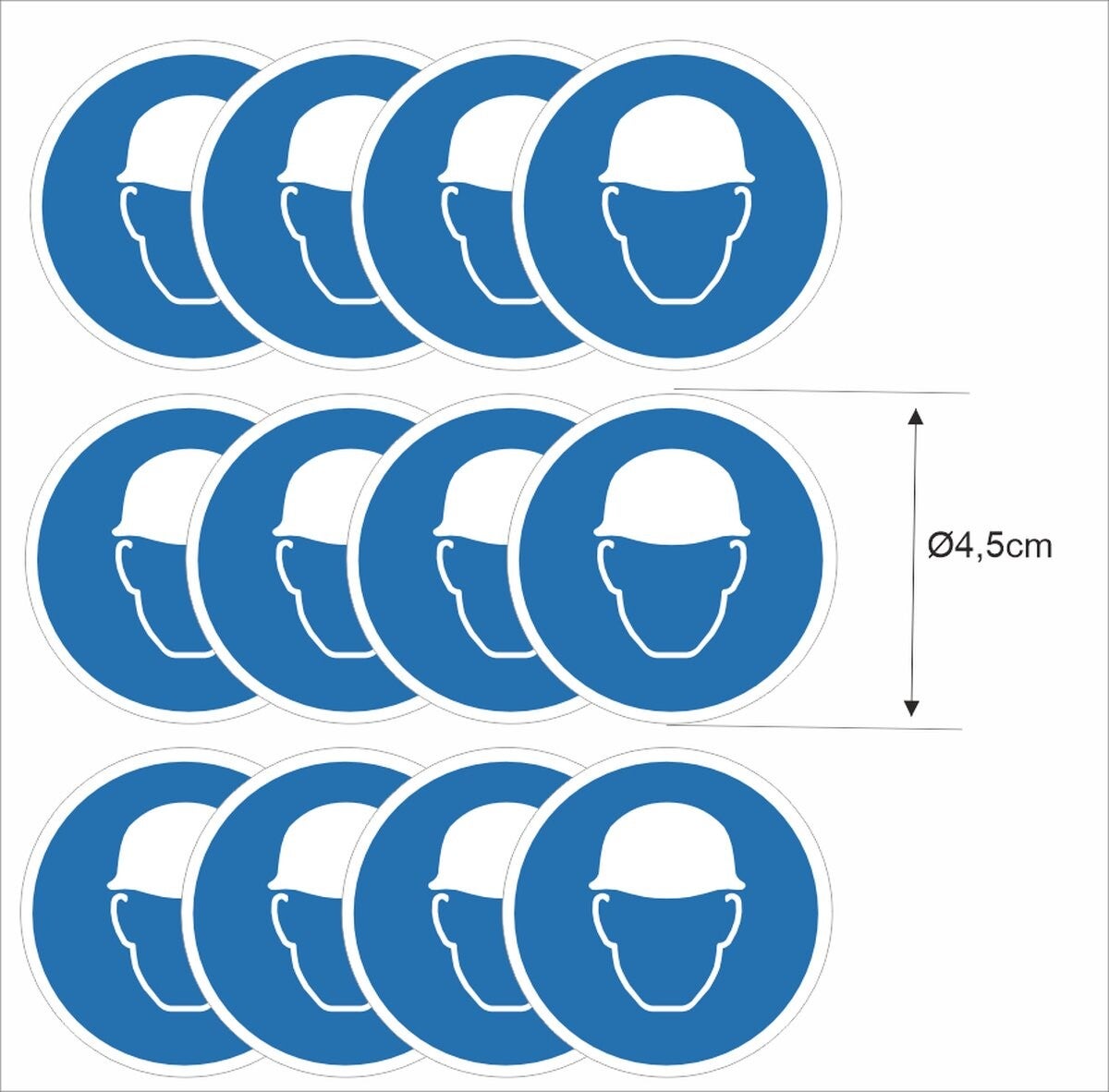Veiligheidshelm verplicht  ISO 7010 sticker set  12 stuks (1146.57)