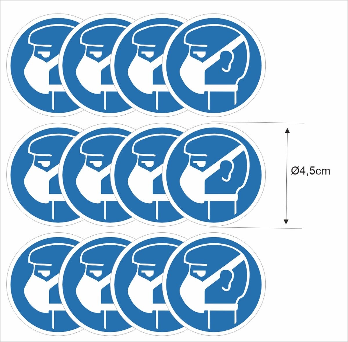 Mond-, stofmasker set 12 stickers  (1159.57)