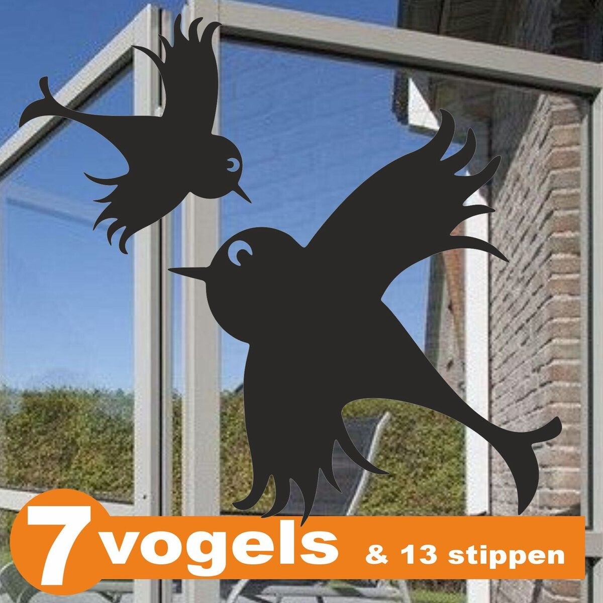 Raamstickers 7 Vogels met stippen in het Zwart (156.7)