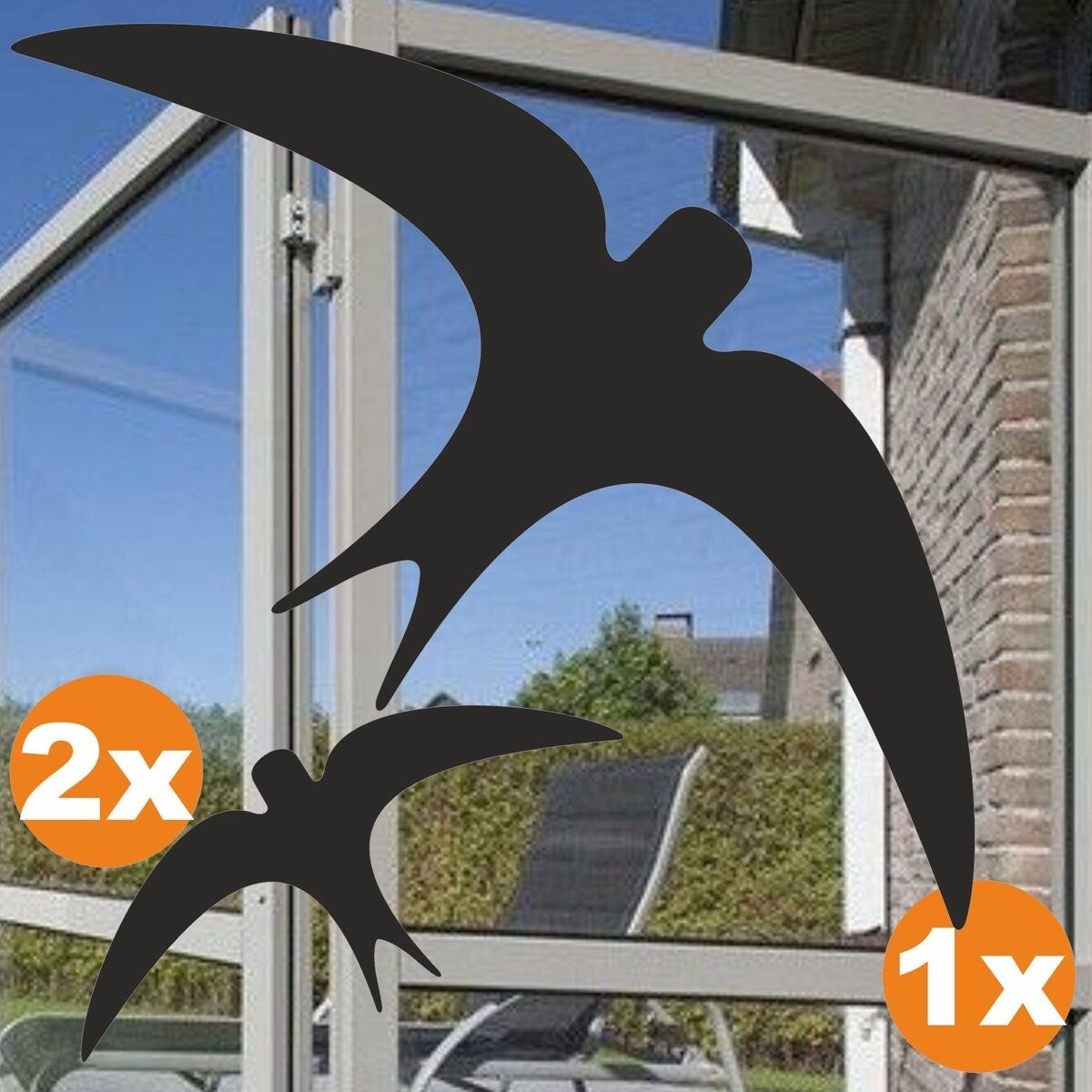 Vogel raamsticker set 3 zwaluw stickers Zwart (178.M.7)