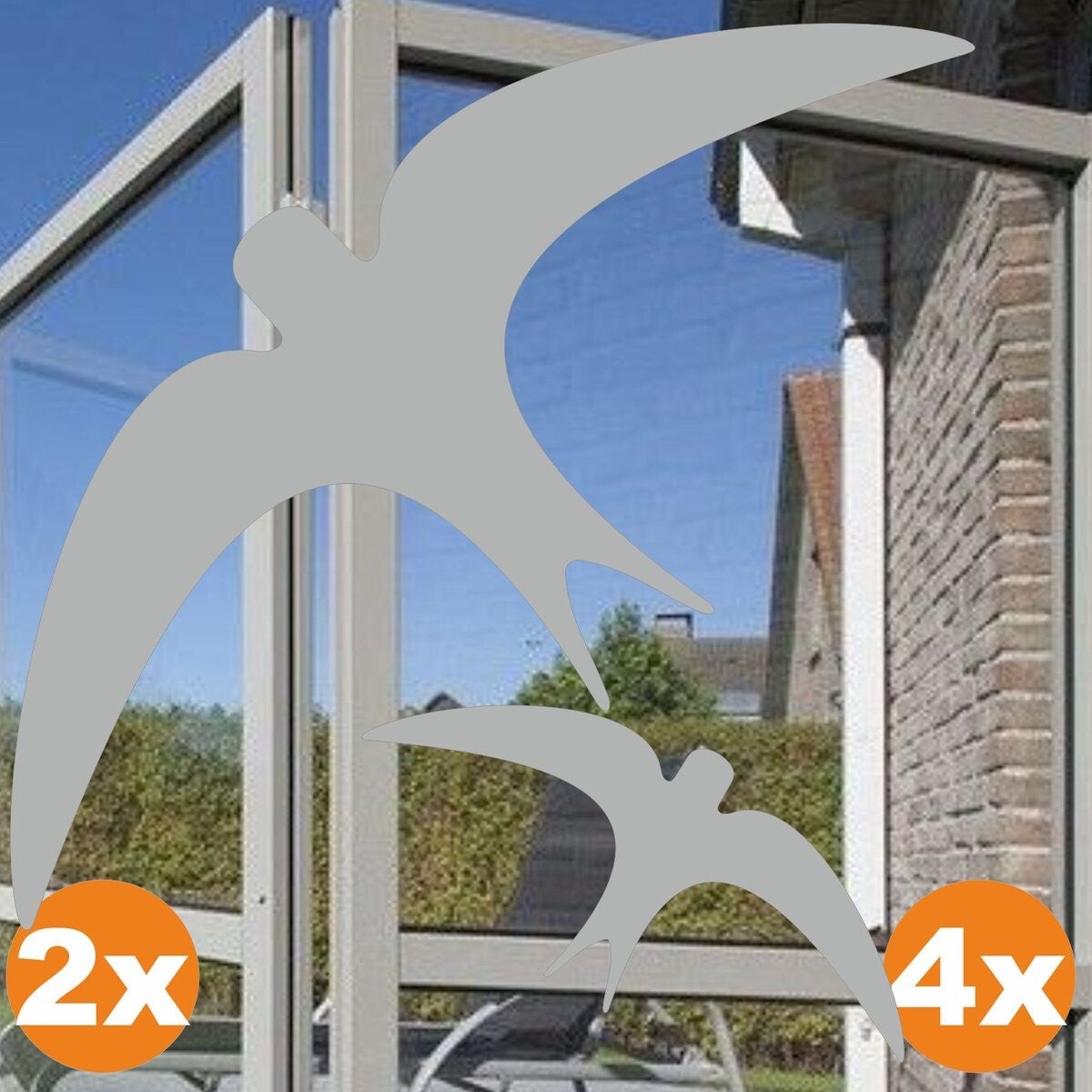 Vogel raamsticker set 6 zwaluw stickers Donker Grijs (178.S.16b)