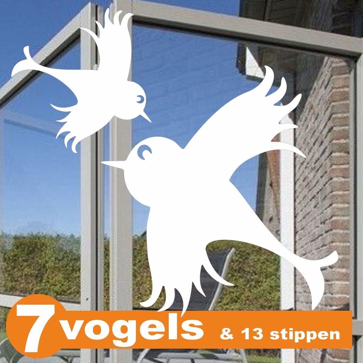 Raamstickers 7 Vogels met stippen in het Wit (156.8)