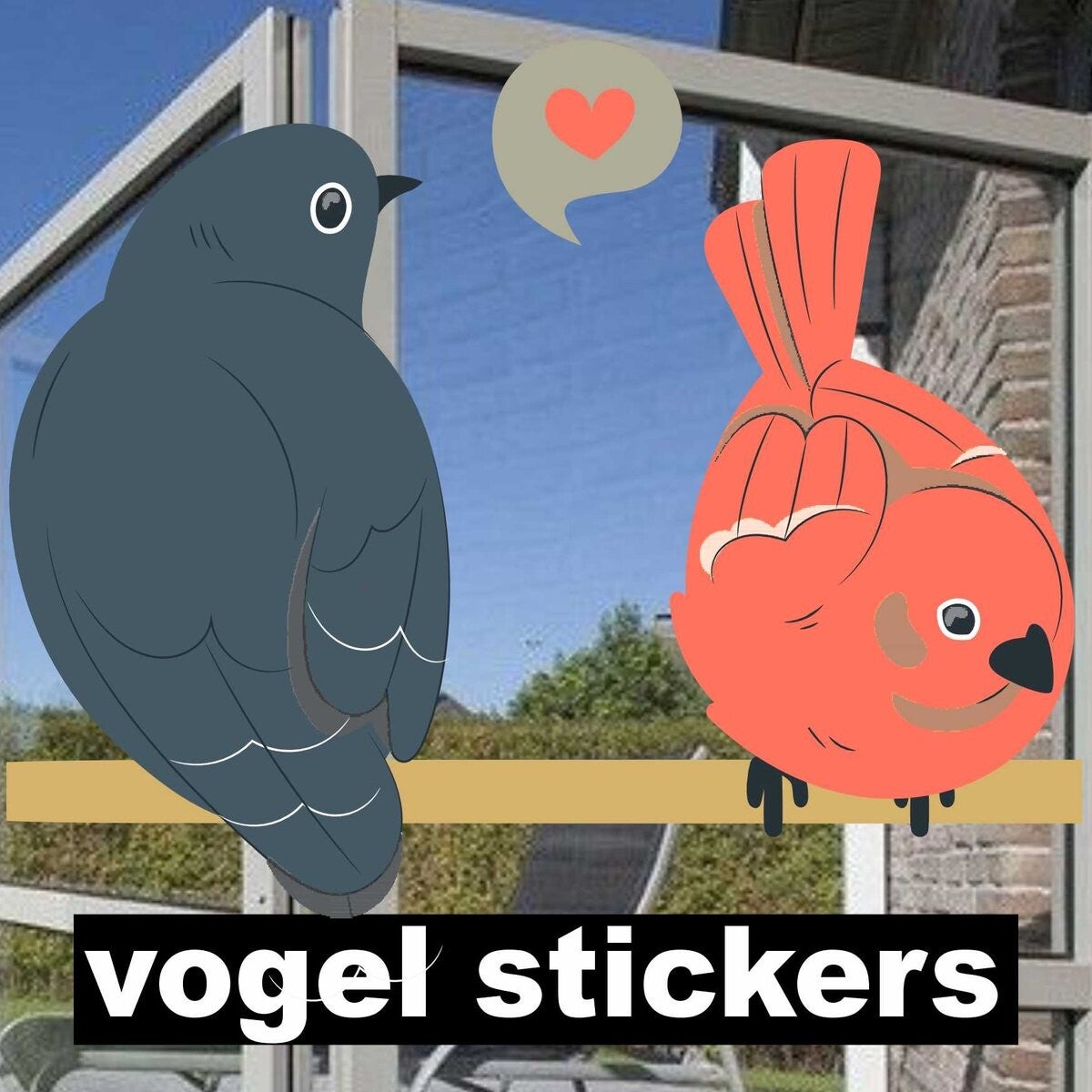 Vogels zittend op draad sticker set - pastel raamstickers (961.15)
