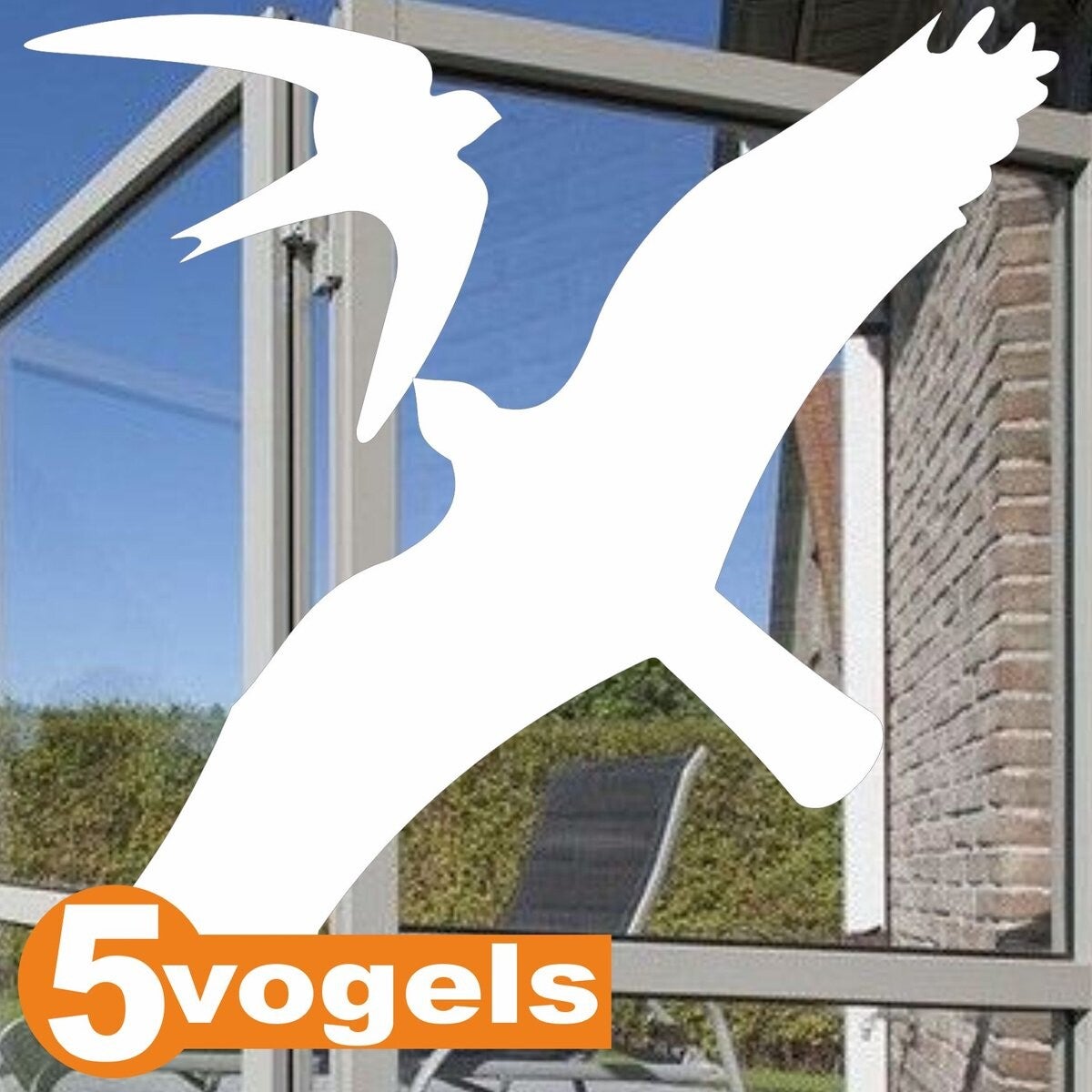 Vogels raamstickers set 5 stuks Wit, Zwart of Grijs   (395)