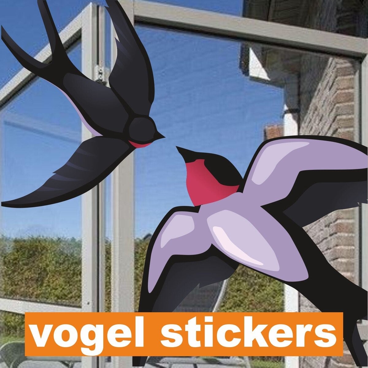 Zwaluw raamstickers - set 6 vogel stickers (311.14)