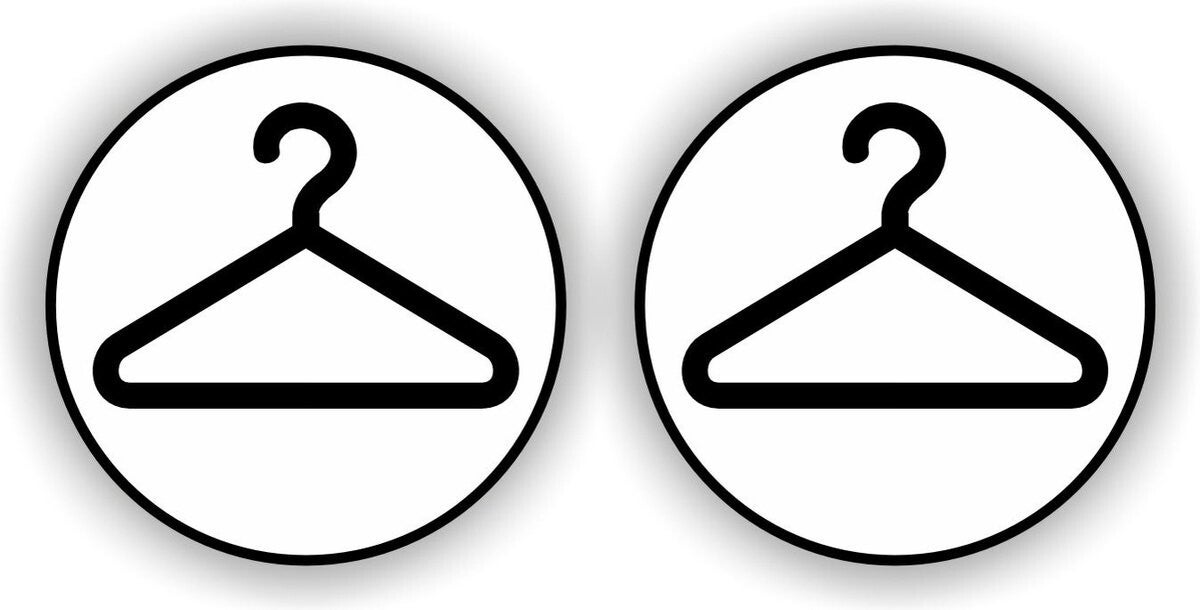 Garderobe pictogram sticker set 2 st. zwart, wit. (1366.70)