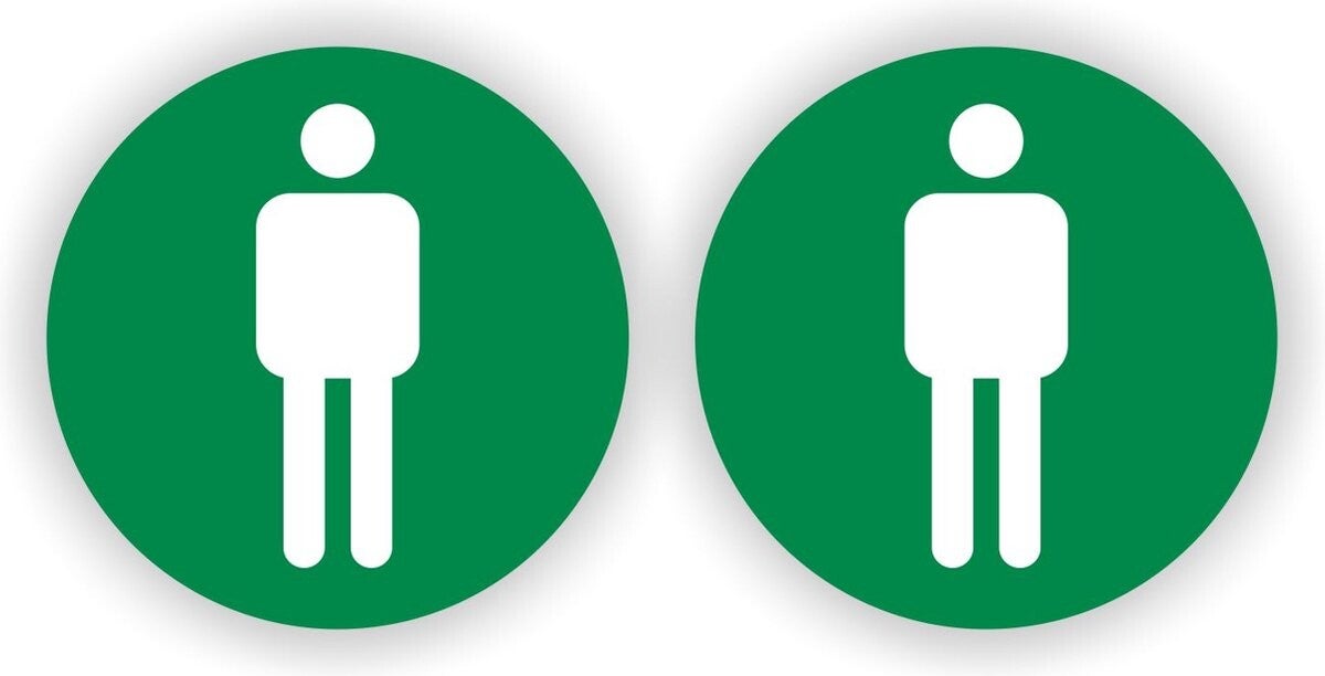 Heren WC pictogram sticker set 2 stuks groen (239.09)